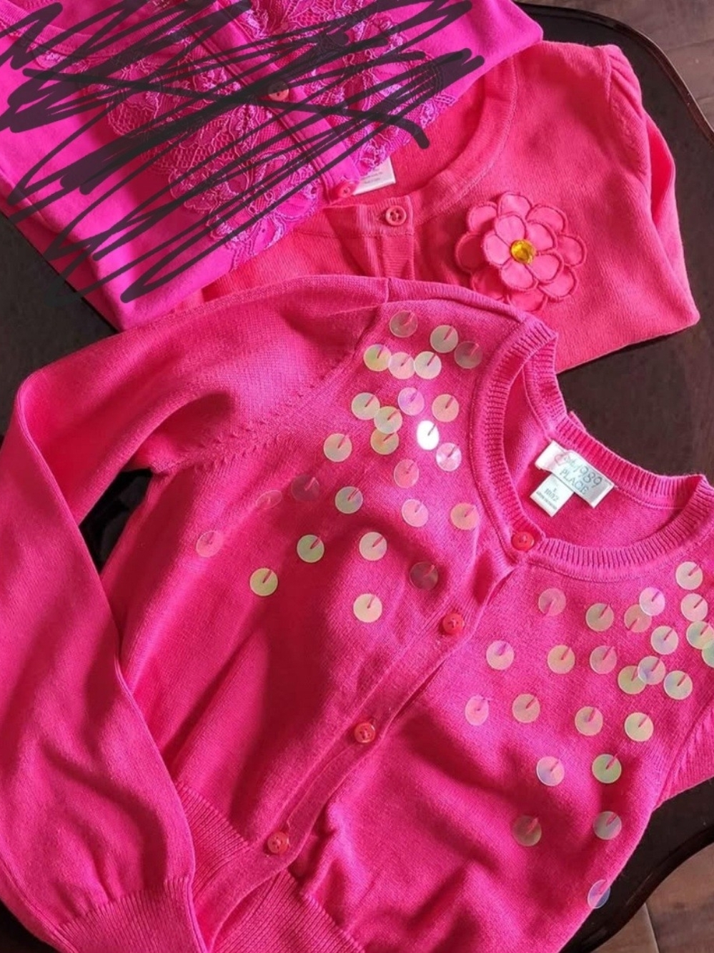2 Gymboree Hot Pink Sequin Cardigans